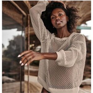 Summersalt Women's Light Tan Mesh Sweater